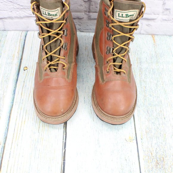 *Vintage LL Bean Fly Fishing Brown Leather Angling Felt Bottom Boots 9 Inch - Picture 5 of 10